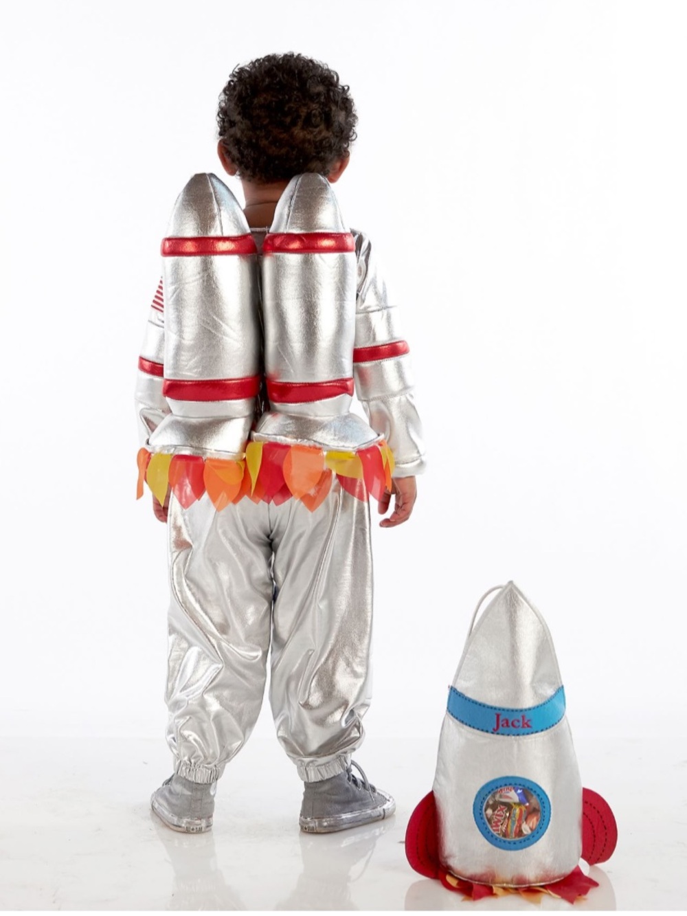 Pottery Barn Kids Light-Up Astronaut Space Rocket Costume Boys 3T Silver & Red